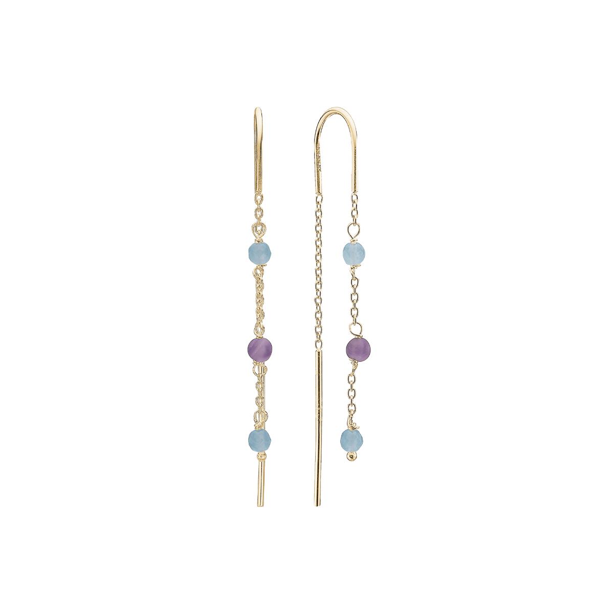 Ørehænger, Amethyst/Blå Quartz, sølv - Urma.dk
