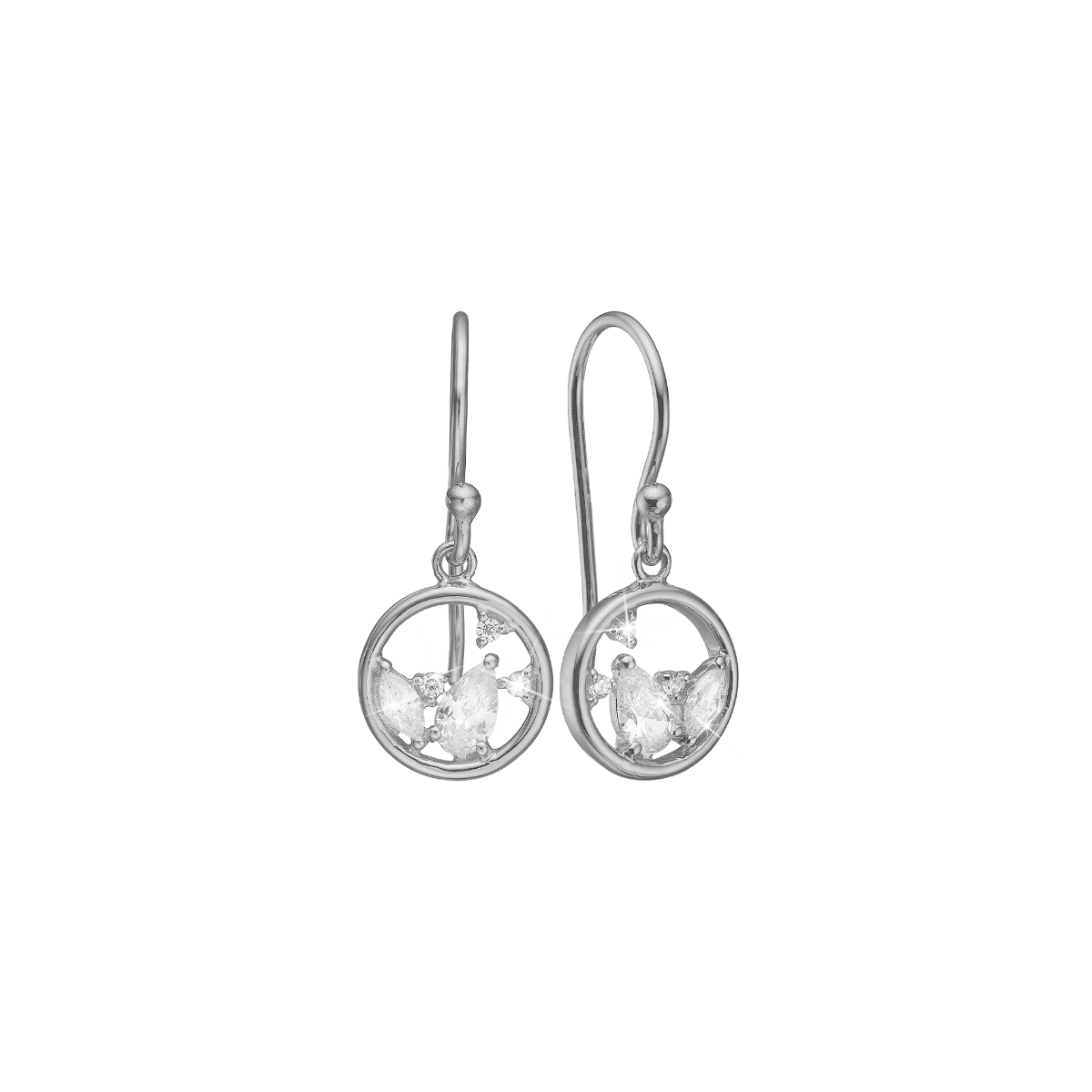 Ørehænger, cirkel m/10 cz, sølv - Urma.dk