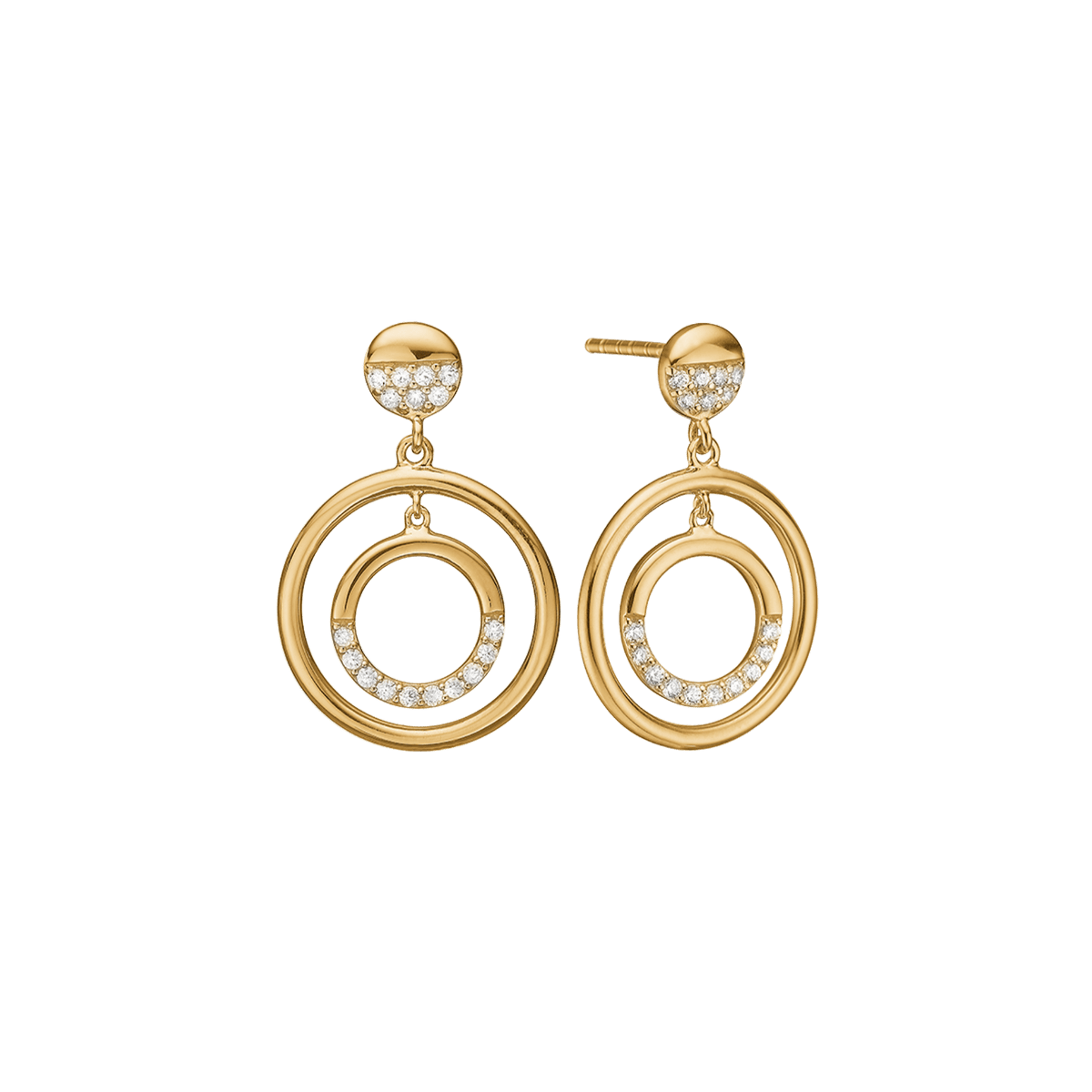 Ørehænger, cirkler m/cz, forg sølv - Urma.dk