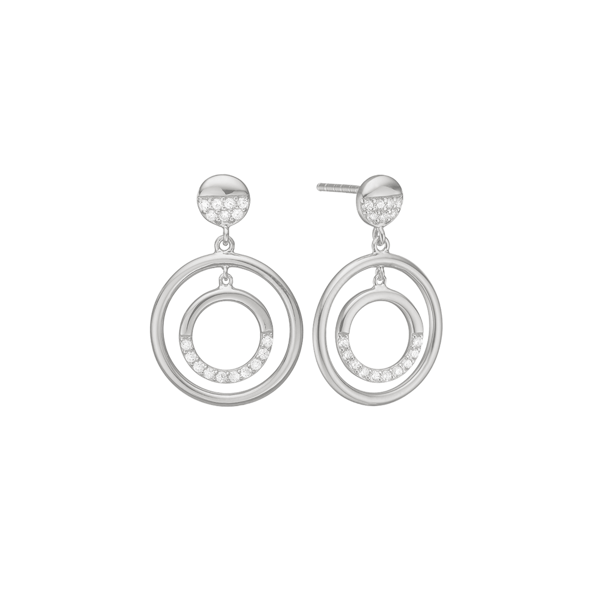 Ørehænger, cirkler m/cz, sølv - Urma.dk