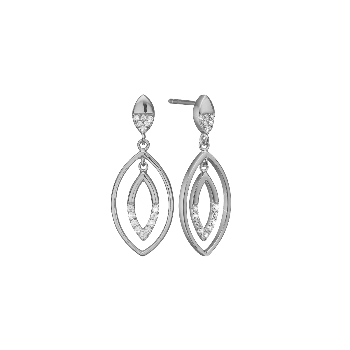 Ørehænger, dråber m/cz, sølv - Urma.dk