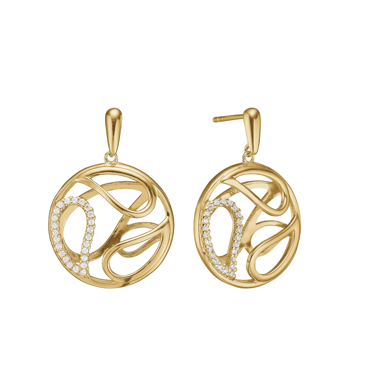 Ørehænger forgyldt, 3D cirkel - Urma.dk