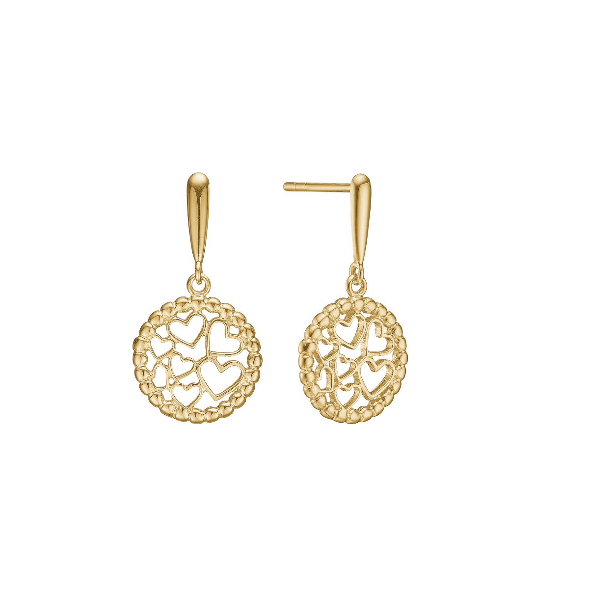 Ørehænger forgyldt, små hjerter - Urma.dk