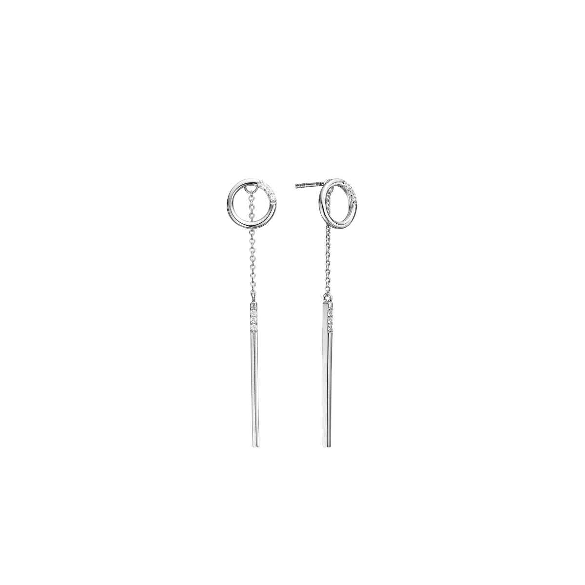 Ørehænger m/kæde, 12 cz, sølv - Urma.dk