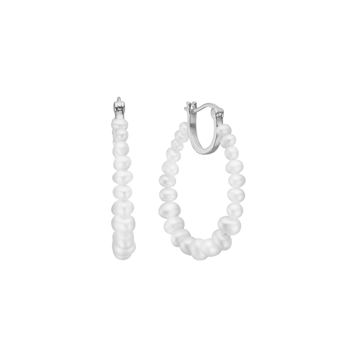 Ørehænger, Pearl Hoop, sølv - Urma.dk