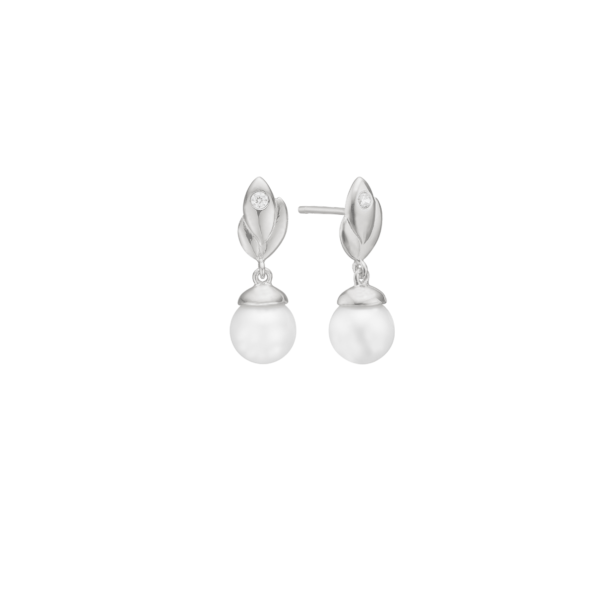 Ørehænger, perler m/cz, sølv - Urma.dk