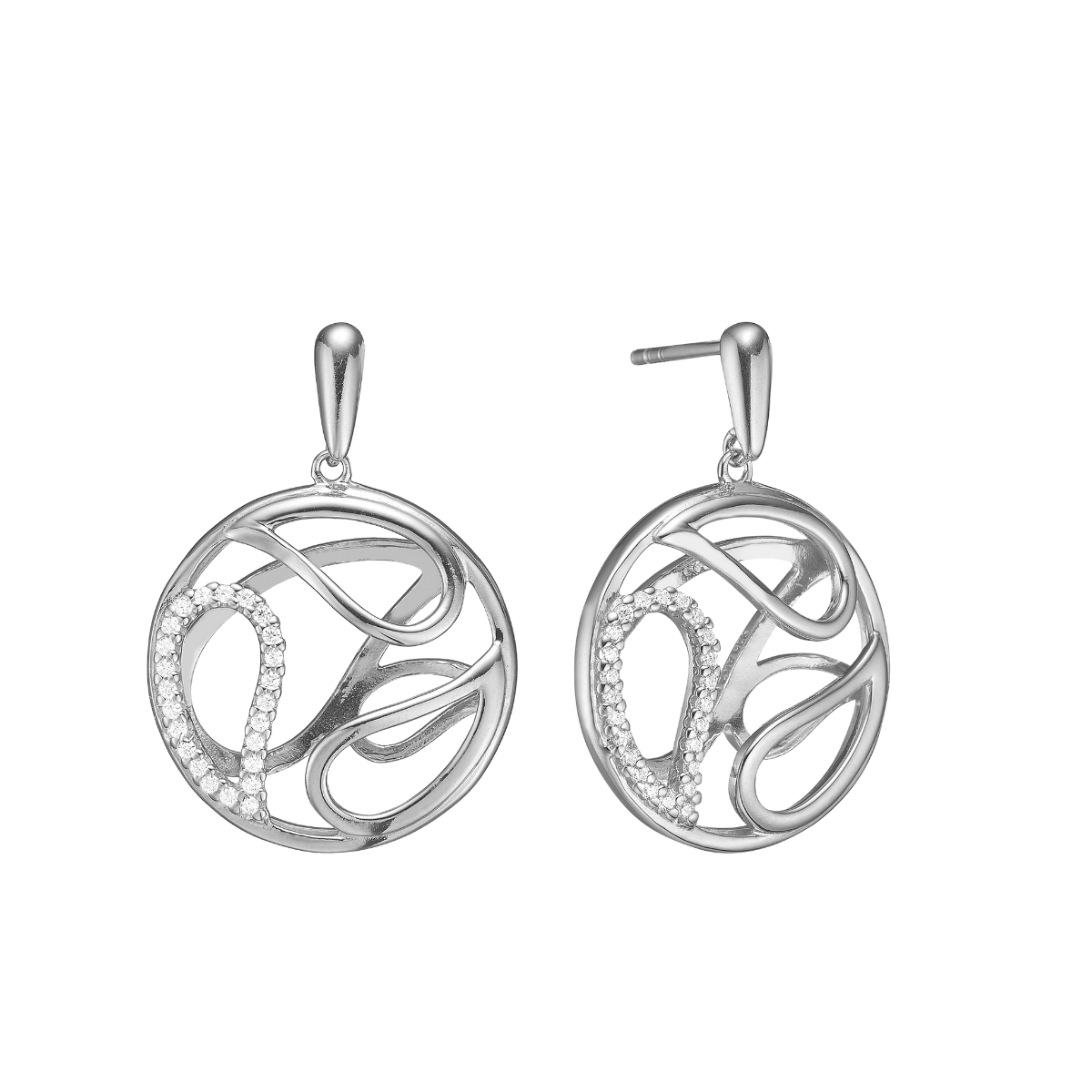 Ørehænger sølv, 3D cirkel - Urma.dk