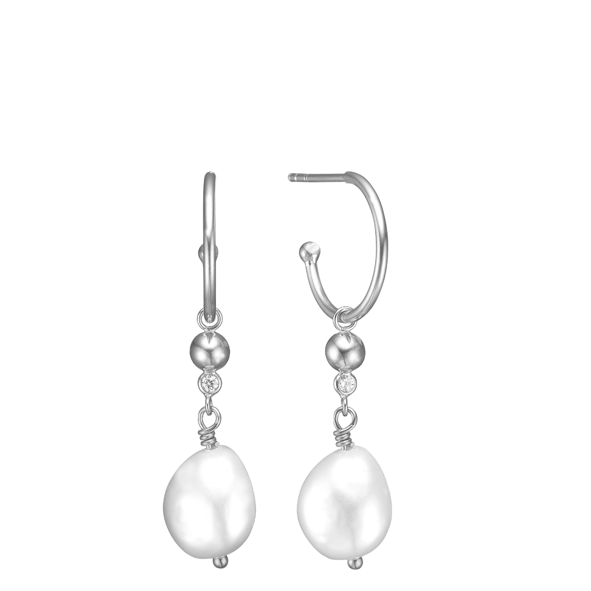 Ørehænger sølv, Barok perle - Urma.dk