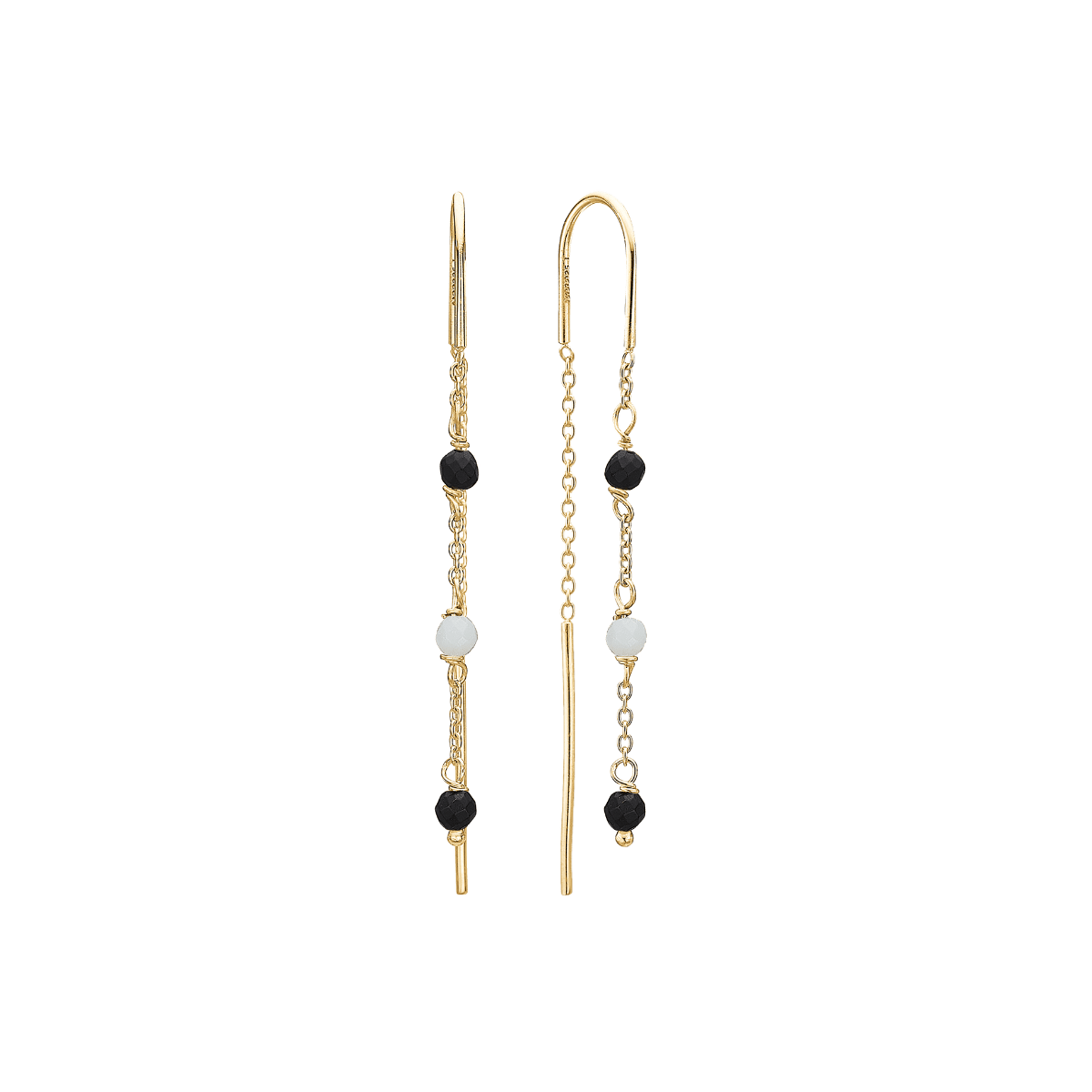 Ørehænger, sort Onyx/grøn amazonite, for - Urma.dk