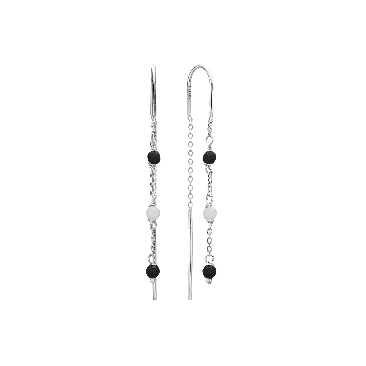 Ørehænger, sort Onyx/grøn amazonite, søl - Urma.dk