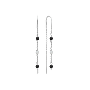 Ørehænger, sort Onyx/grøn amazonite, søl - Urma.dk