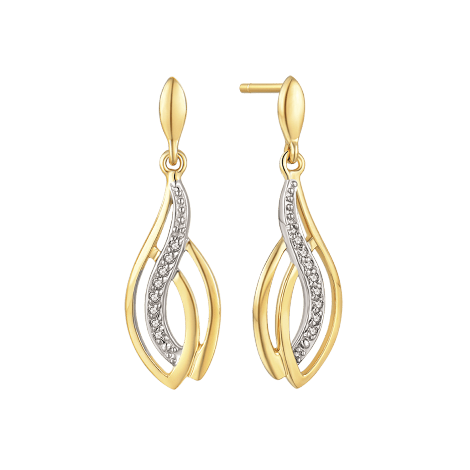 Ørehængere i 14 karat guld med zirconia - Urma.dk