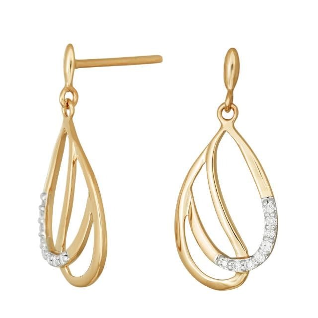 Ørehængere i 14 karat guld med zirconia - Urma.dk