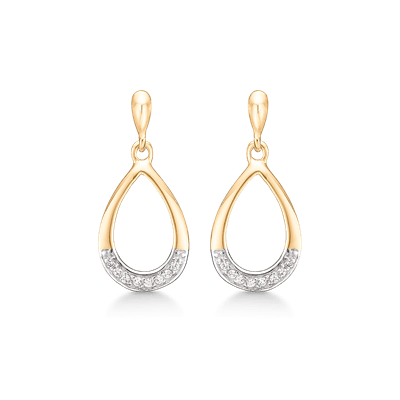 Ørehængere i 8 karat guld - dråbe - Urma.dk