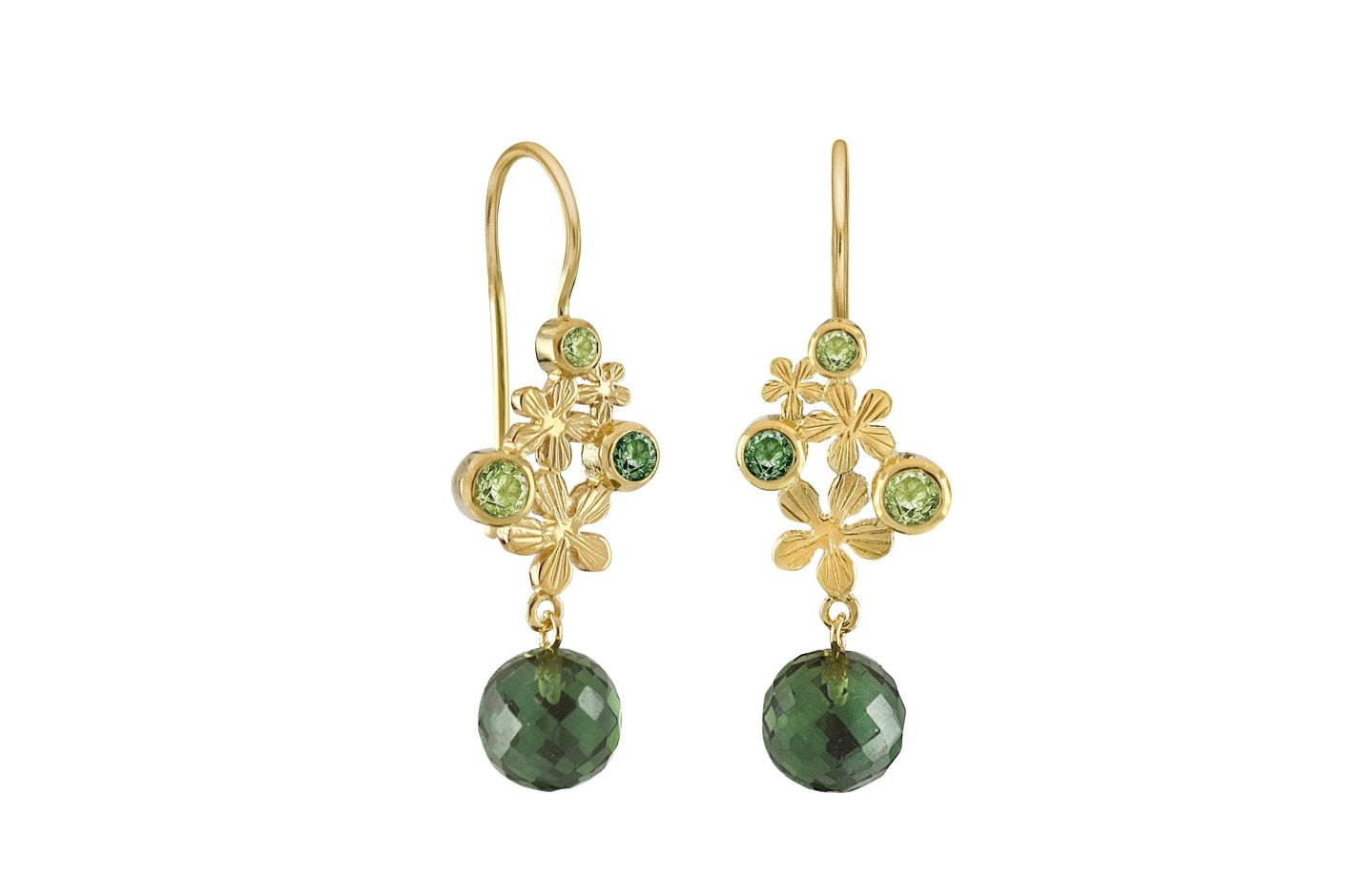 Ørehængere i forgyldt sølv med blomster - Primrose - Urma.dk