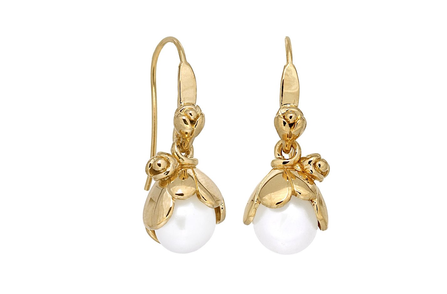 Ørehængere i forgyldt sølv med ferskvandsperler - Autumn Bloom - Urma.dk