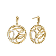 Ørehængere i forgyldt sterlingsølv m dråber i 3D cirkel - Urma.dk