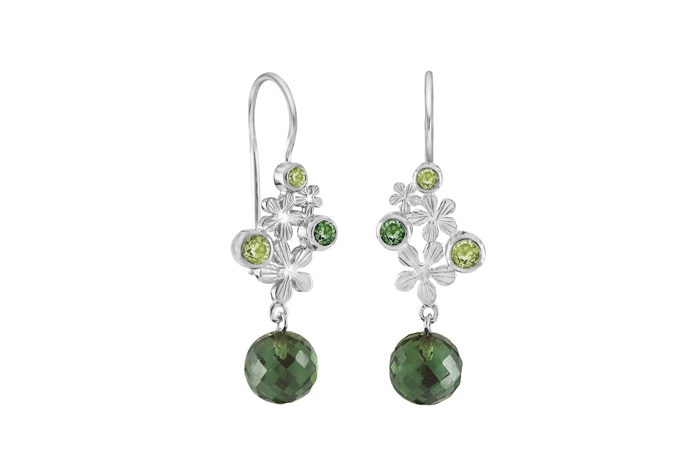 Ørehængere i sterling sølv med blomster - Primrose - Urma.dk