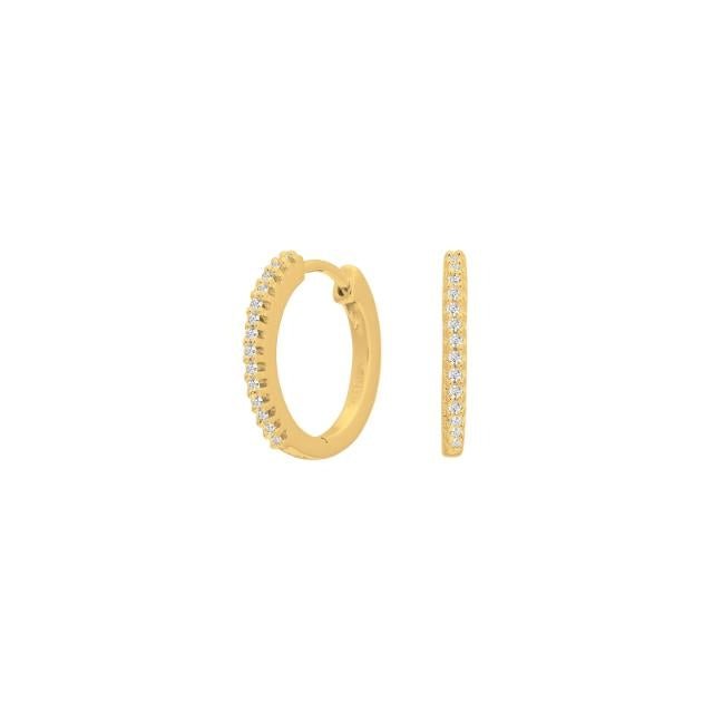 Øreringe, Creoler i 14 karat guld med diamanter - 15 mm - 0,10 ct w/si - Urma.dk