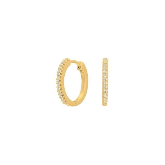 Øreringe, Creoler i 14 karat guld med diamanter - 15 mm - 0,10 ct w/si - Urma.dk