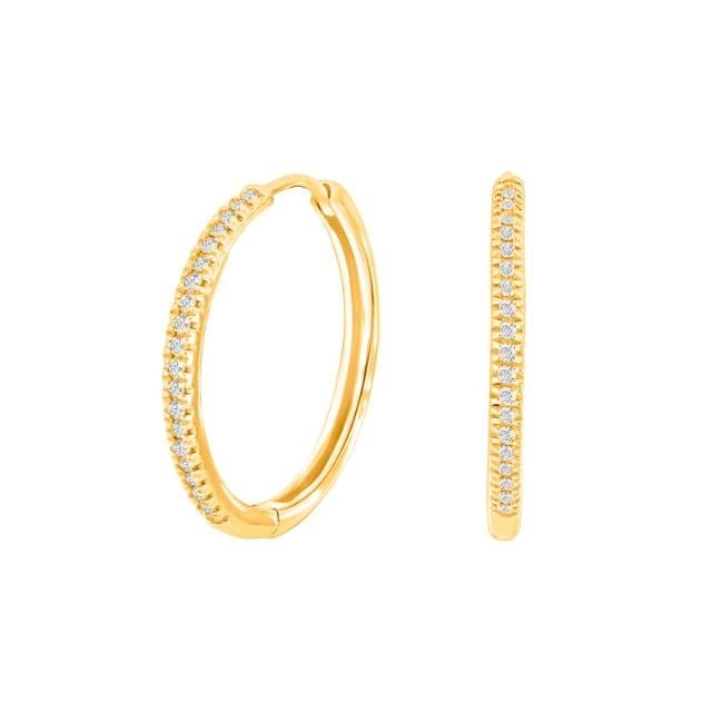 Øreringe, Creoler i 14 karat guld med diamanter - 18 mm - 0,11 ct w/si - Urma.dk