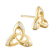 Øreringe forgyldt trinity knude med zirconia - Urma.dk