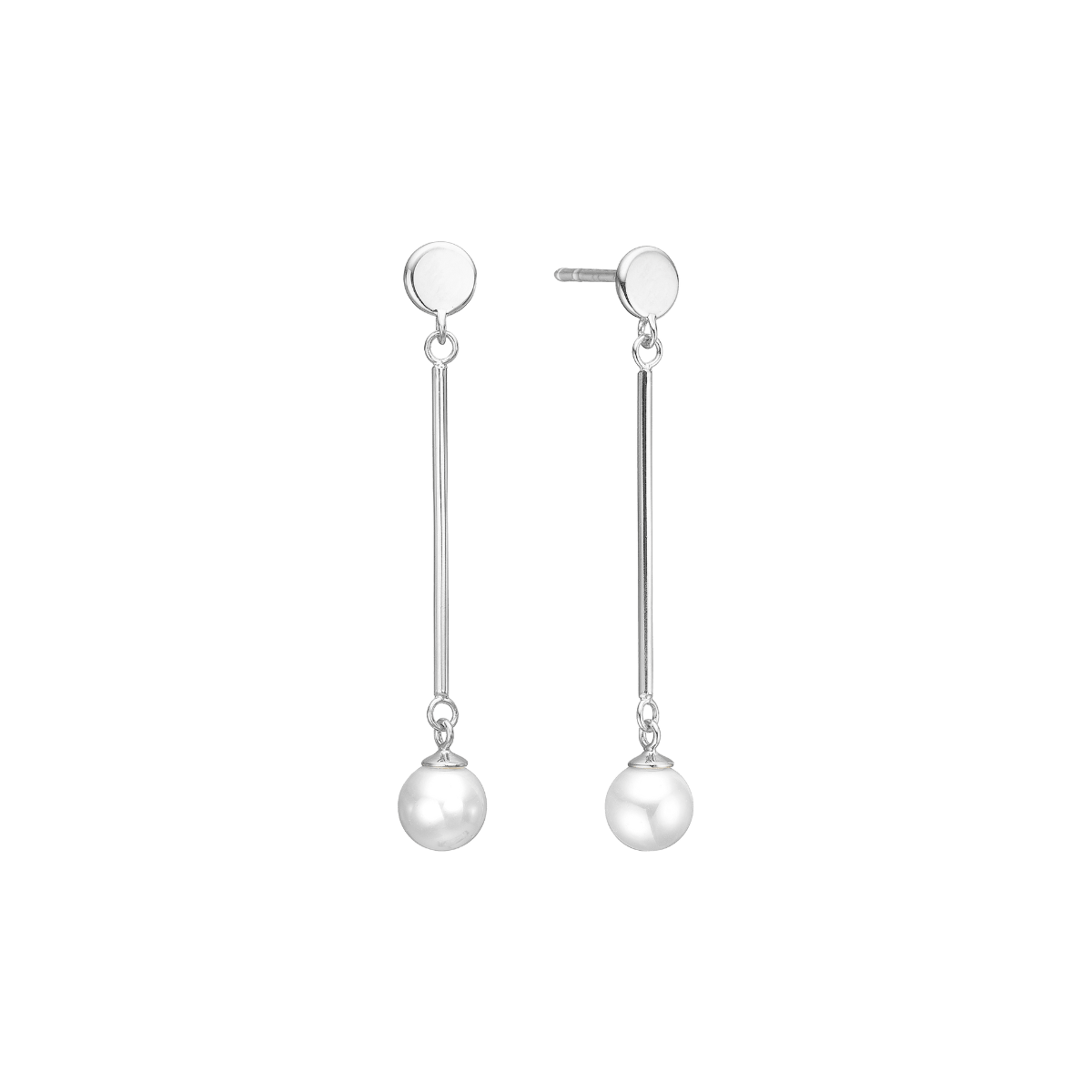 Øreringe, Perle hænger, sølv - Urma.dk