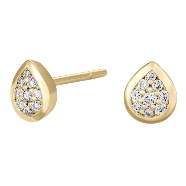 Ørestikker 14 karat guld med diamanter - dråbe - 0,155 ct w/si - Urma.dk