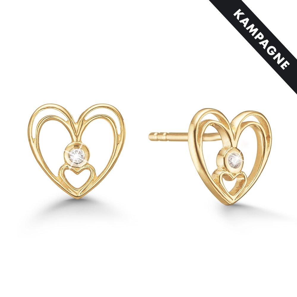 Ørestikker hjerter 8 karat guld - Urma.dk