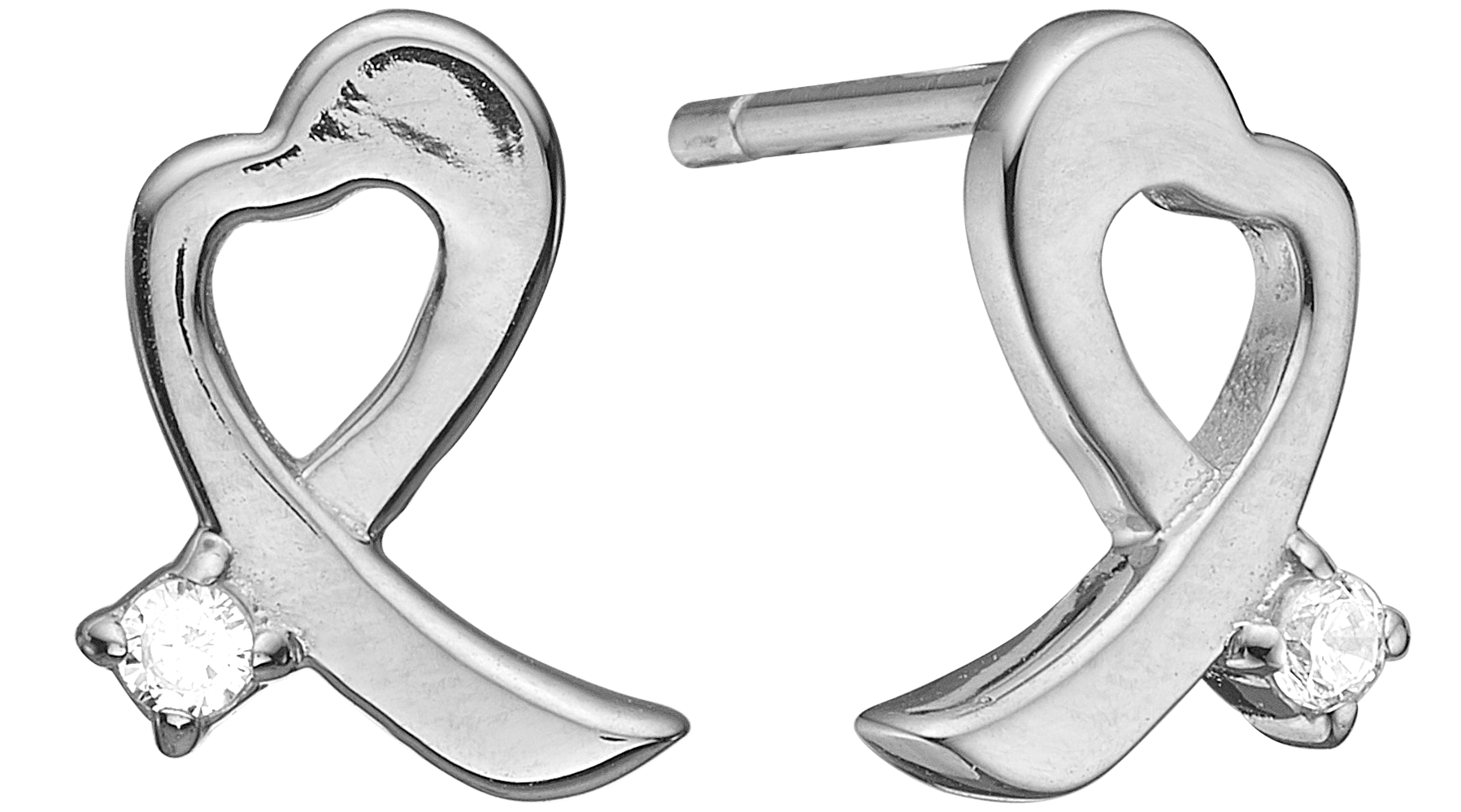 Ørestikker hjerter 8 karat hvidguld - Urma.dk
