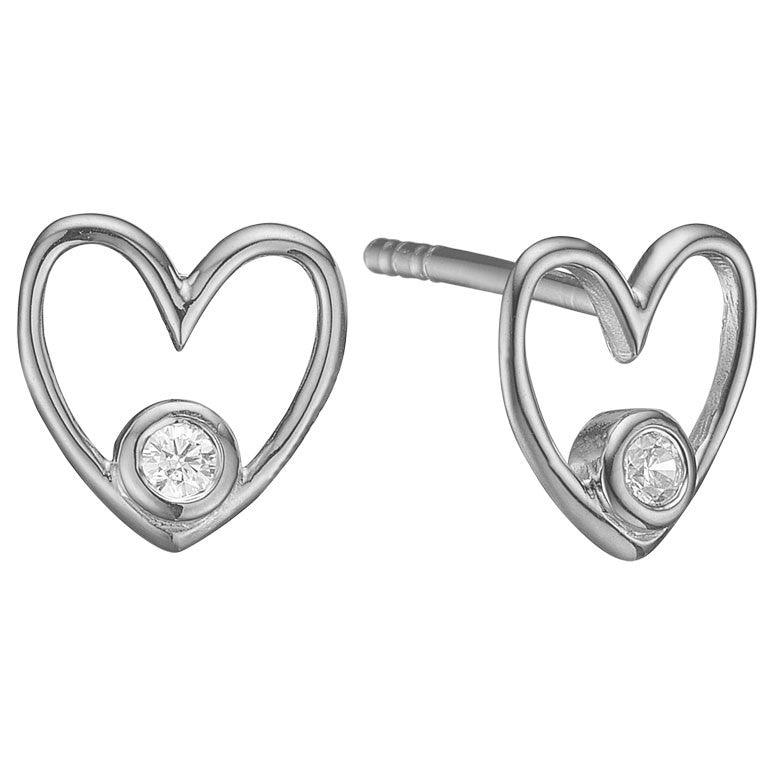 Ørestikker i 8 kt hvidguld med diamant - Urma.dk