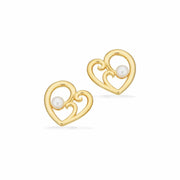 Ørestikker i forgyldt sølv med hjerter og ferskvands kulturperler. - Urma.dk