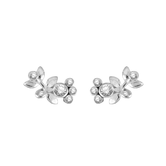 Ørestikker i oxyderet sterling sølv med blomster - Adorable Lace - Urma.dk