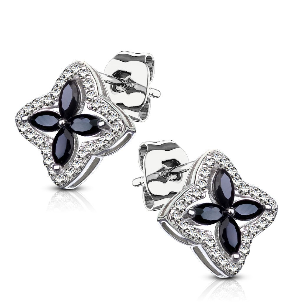 Ørestikker med med blomst med zirconia stene - Urma.dk
