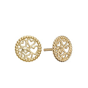 Ørestikker små hjerter i forgyldt sølv Ø 10mm - Urma.dk