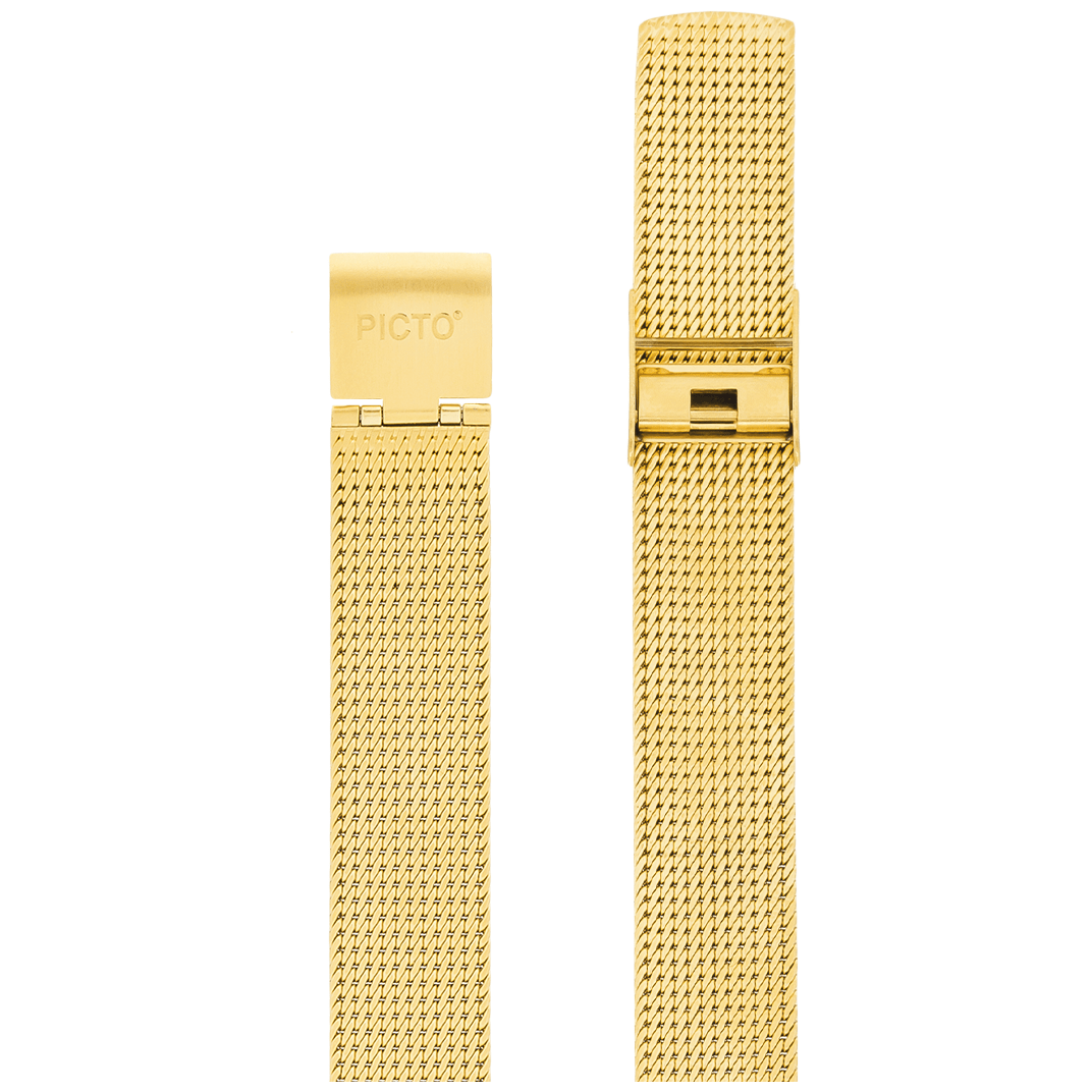 Picto Mat guldfarvet mesh - rem, 14 mm - Urma.dk
