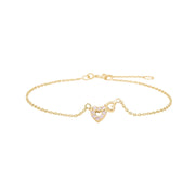 Pre - owned silver bracelet heart with pink cz - Urma.dk