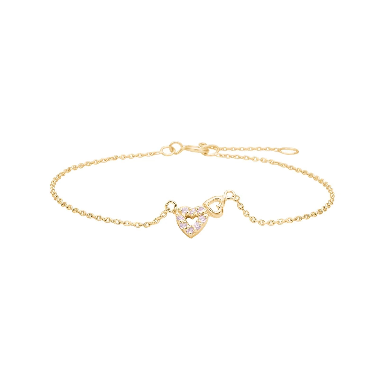 Pre - owned silver bracelet heart with pink cz - Urma.dk