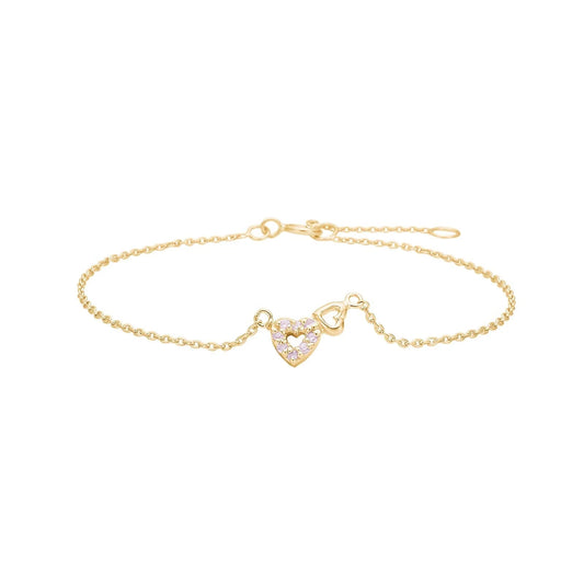 Pre - owned silver bracelet heart with pink cz - Urma.dk