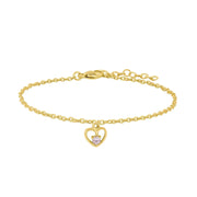 Pre - owned silver bracelet heart w/pink cz - Urma.dk