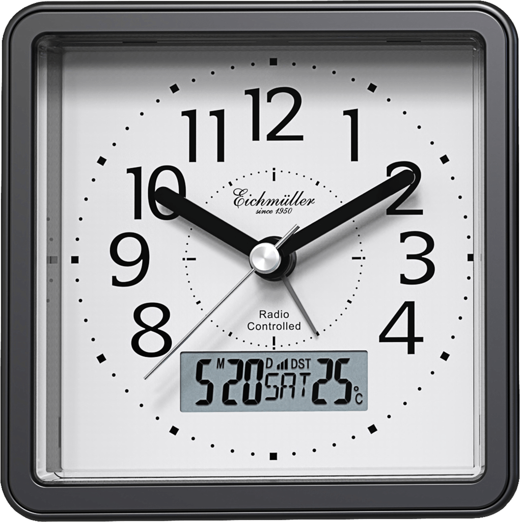 Radiostyret vækkeur firkantet - Sort - Urma.dk