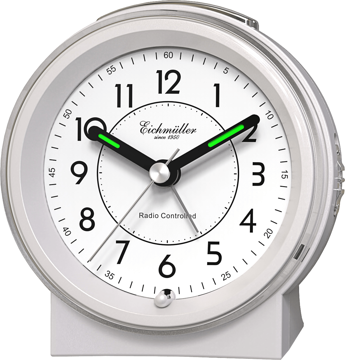 Radiostyret vækkeur, rund, hvid - Urma.dk