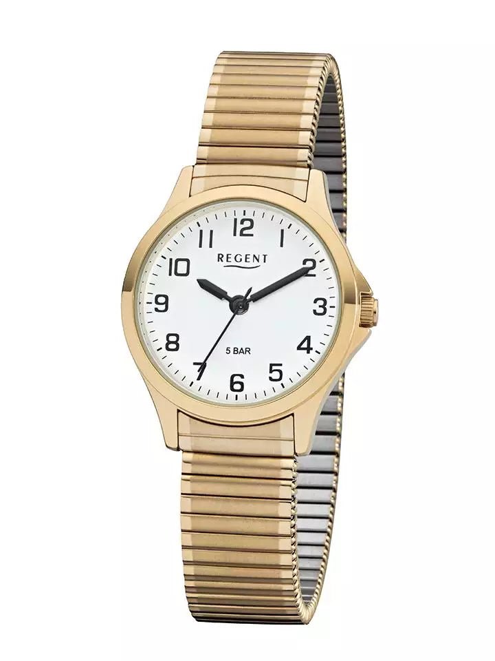 Regent dameur gylden med flexlænke, hvid skive - 29 mm - Urma.dk