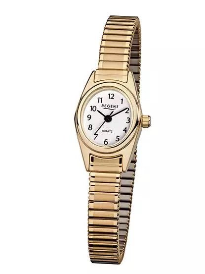 Regent dameur med forgyldt flexlænke, hvid skive - Oval 19x21 mm - Urma.dk