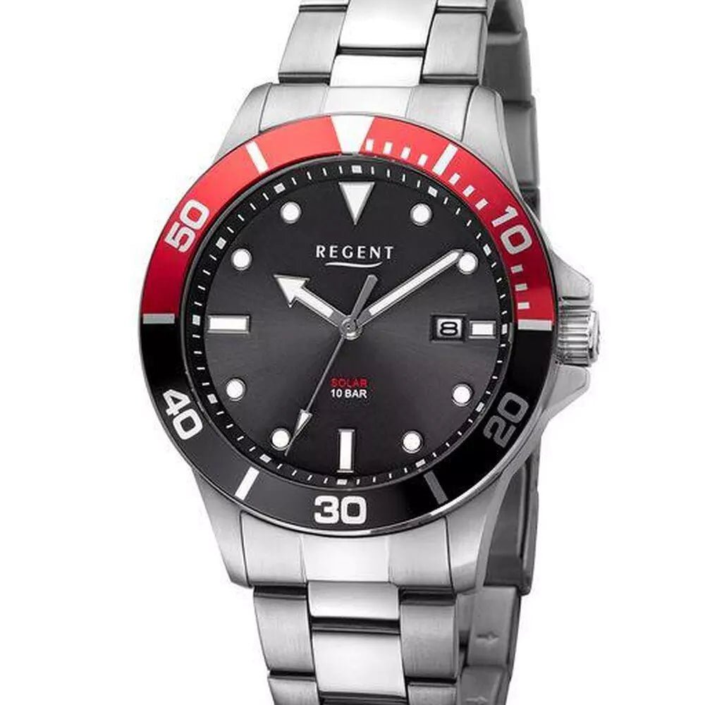 REGENT F-1543 Solar Diver – Herreur i rustfrit stål 41 mm med sort skive - Urma.dk