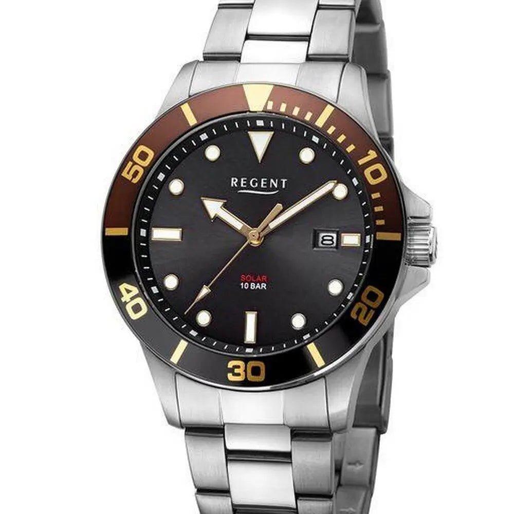 REGENT F-1545 Solar Diver – Herreur i rustfrit stål 41 mm med sort skive - Urma.dk