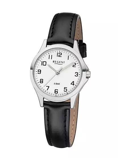Regent herreur med sort læderrem, hvid skive - 39 mm - Urma.dk
