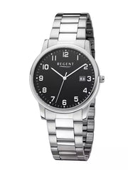 Klassisk herreur med lænke, Sort skive - 38 mm - W-0256