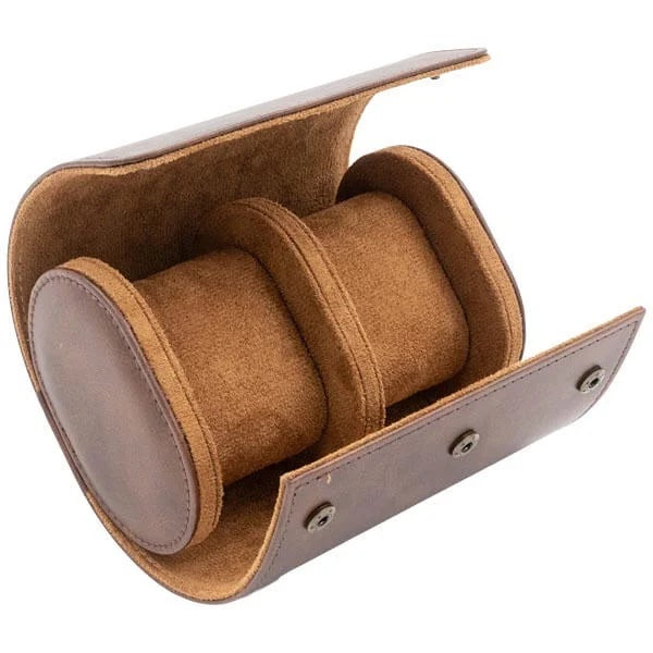 Ur opbevaringsskrin til 2 ure, brun kunstlæder