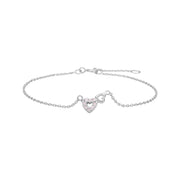 Rhd. silver bracelet heart w. pink cz - Urma.dk